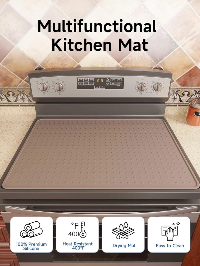 Bampanda Silicone Stove Top Cover for Electric Stove, Glass Stove Top Protector, Stovetop Cover Mat for Cooktop, Flat Range Cover, Oven Top Protector, Coffee Bar Mat, 28 x 20 in, Coffee - Image 4